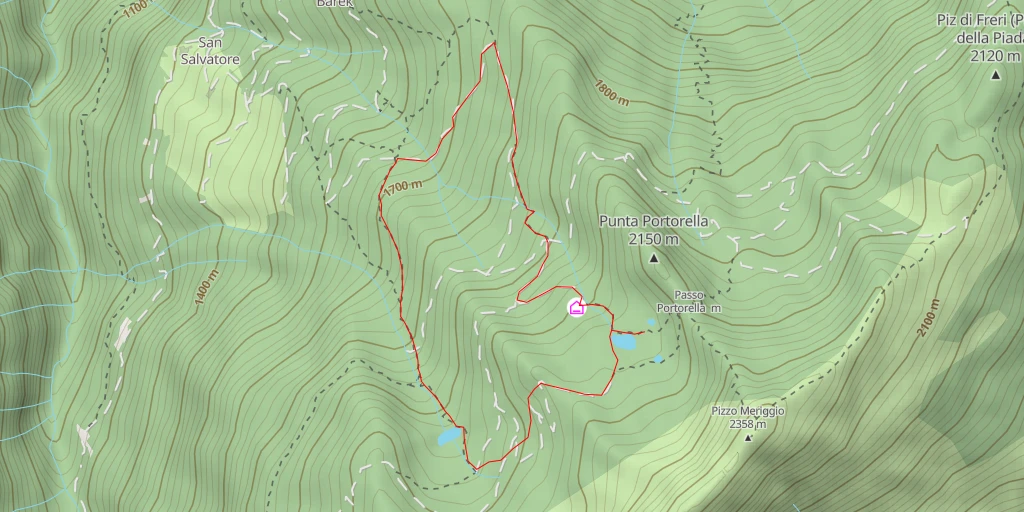 Carte de l'itinéraire :  Bivacco Facetti (Baita di Sciuch) - S231.1