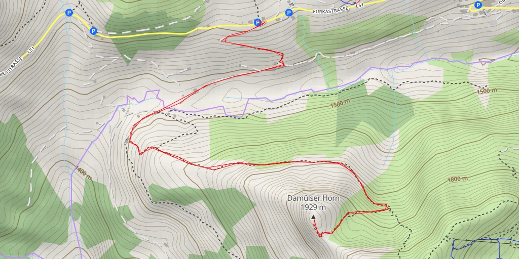 Carte de l'itinéraire :  Damülser Horn