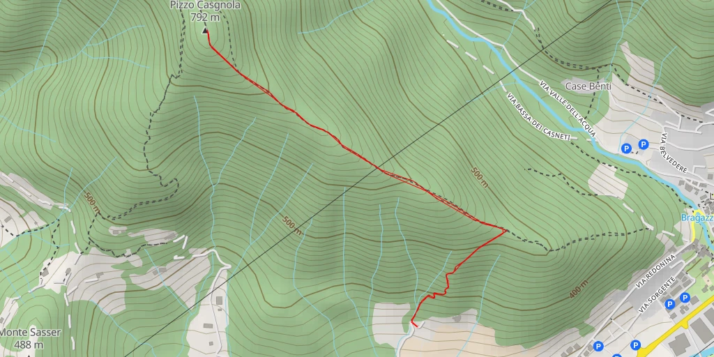 Carte de l'itinéraire :  Pizzo Casgnola