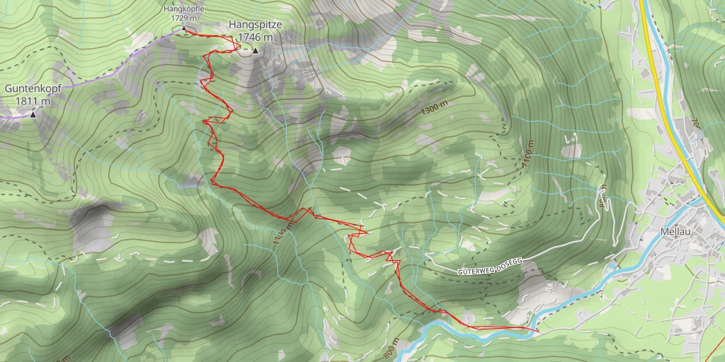 Map of the trail for Hangköpfle