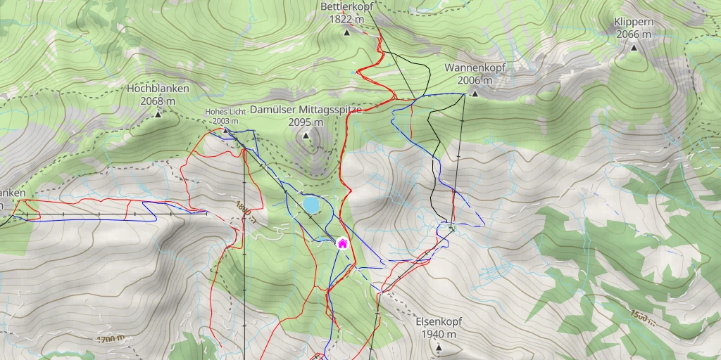 Map of the trail for Wannenalpe - Gemeinde Damüls