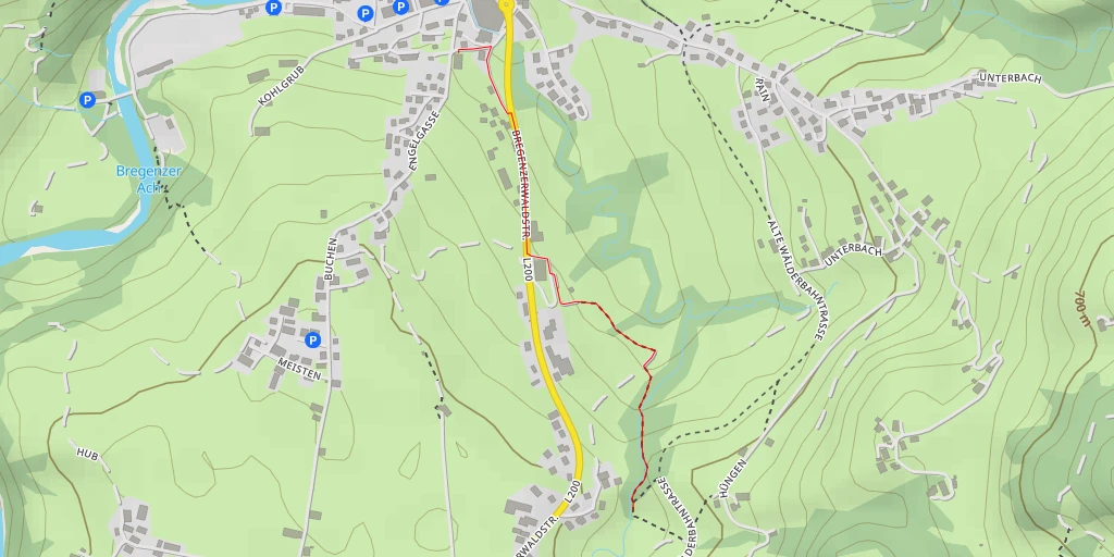 Map of the trail for Wasserfälle Brühlbach