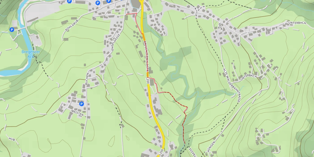 Map of the trail for Wasserfälle Brühlbach