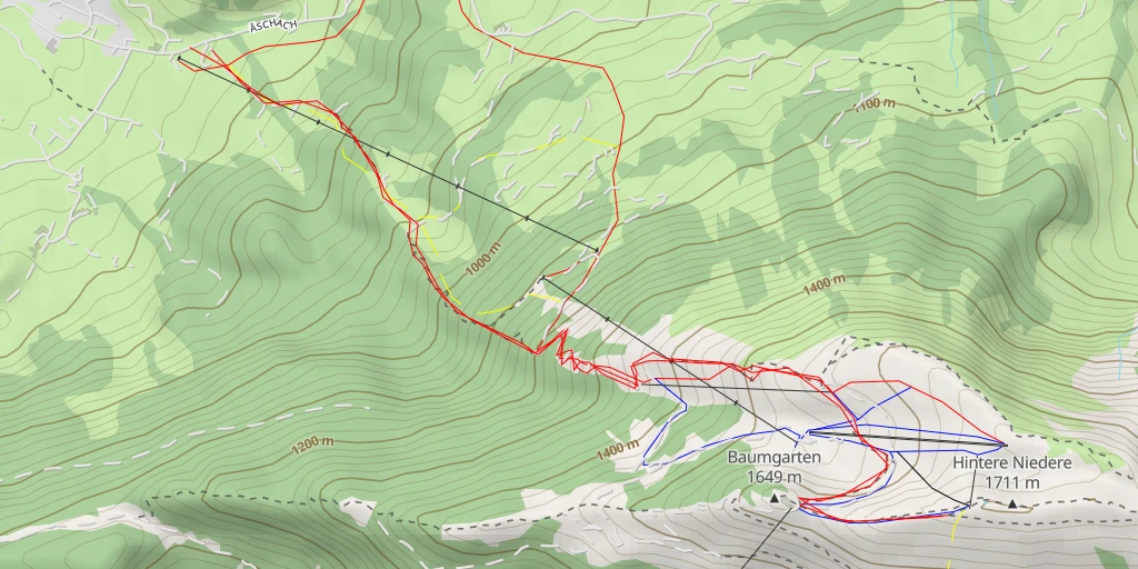 Map of the trail for Niedere Bezau Startplatz