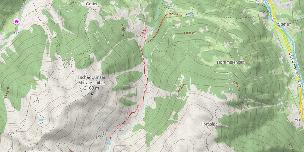 Map of the trail for Tilisunaweg - Tilisunaweg