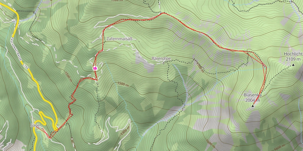 Map of the trail for Blasenka