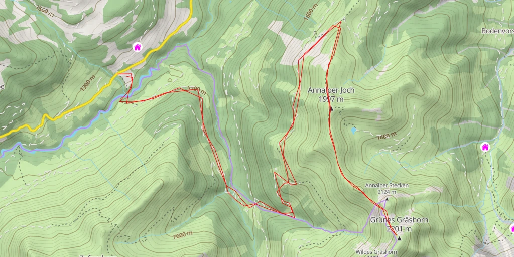 Map of the trail for Grünes Gräshorn