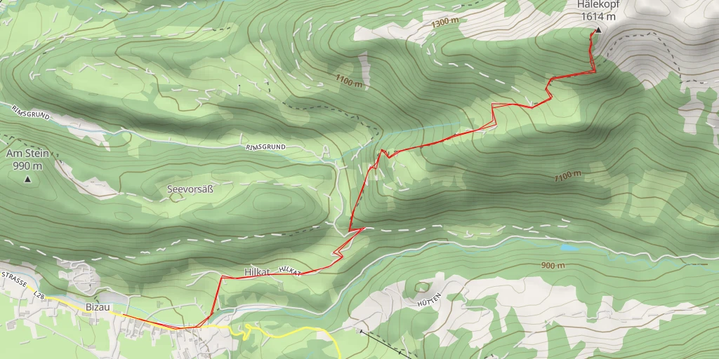 Carte de l'itinéraire :  Hälekopf