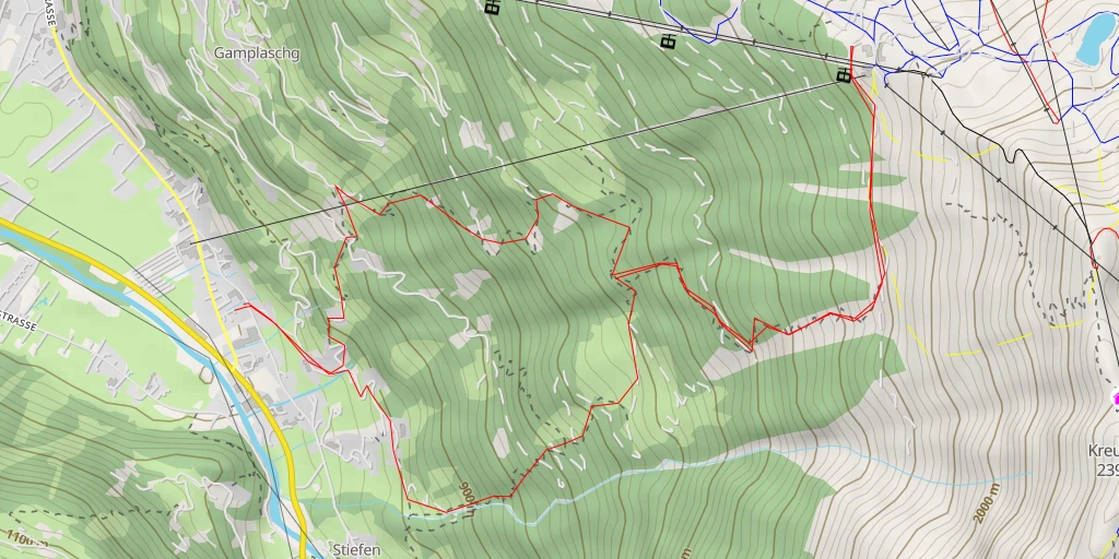 Map of the trail for Kapellrestaurant Hochjoch-Bahn Bergstation - Schruns