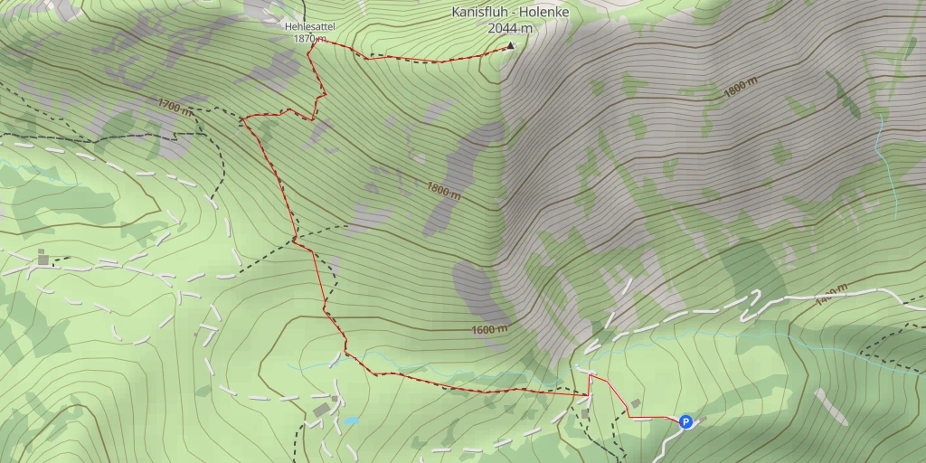 Map of the trail for Kanisfluh - Holenke