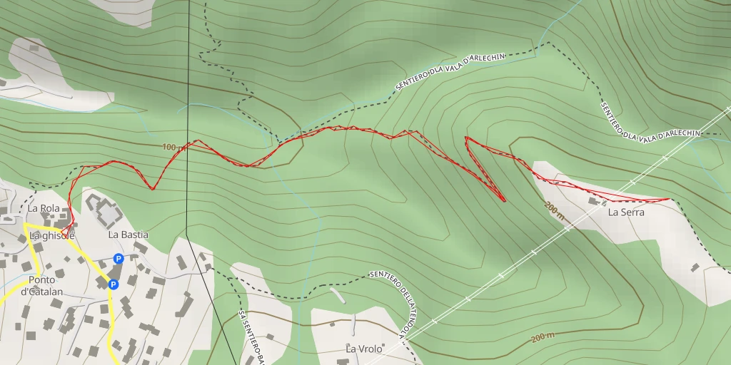 Map of the trail for AI - La Serra - Aulla