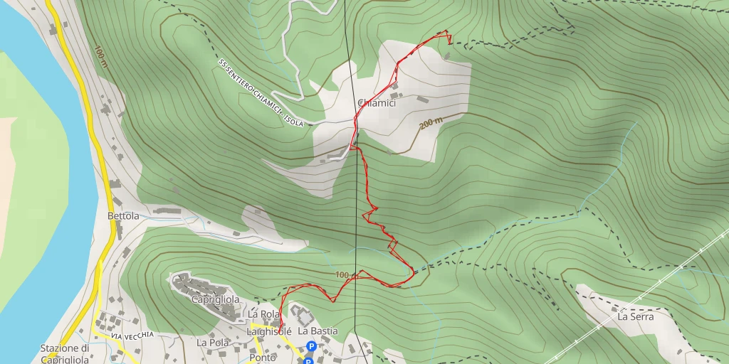 Map of the trail for AI - Macallé - Aulla