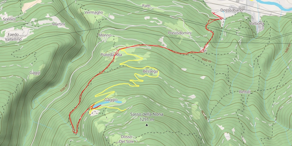 Map of the trail for Bacino del Gaggio