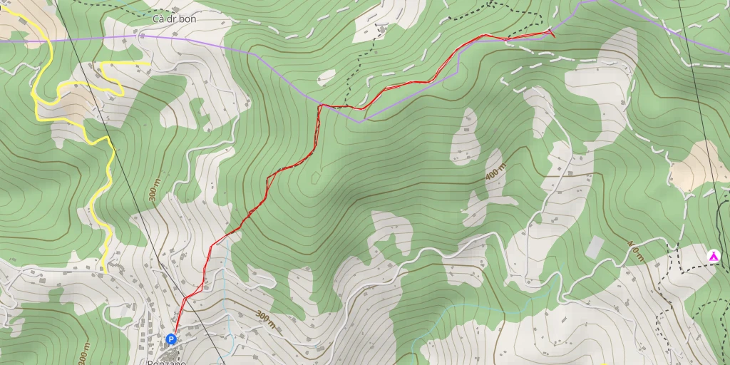 Map of the trail for AI - old La bronzina - Quattro strade - Aulla