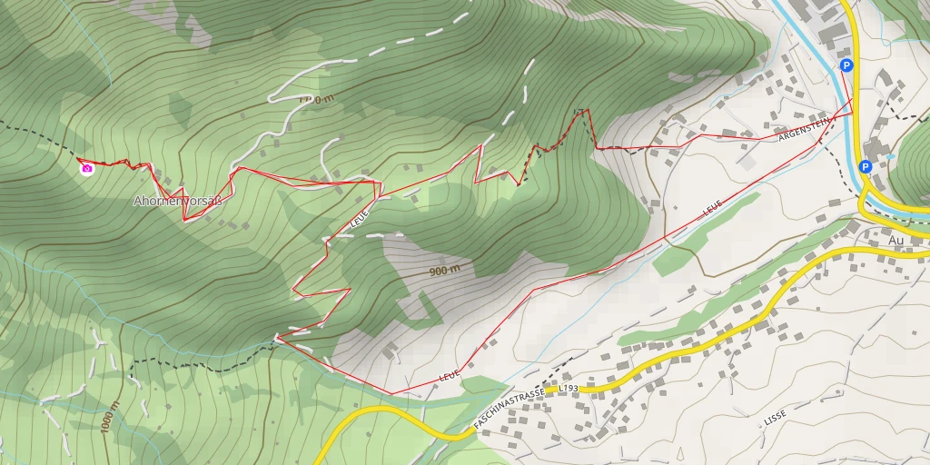 Map of the trail for Leue