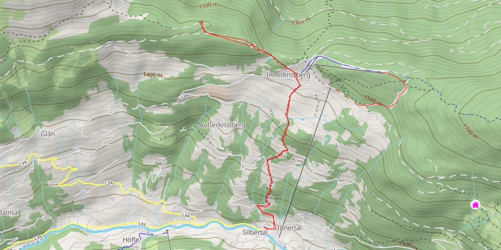 Map of the trail for Ganzalaeta