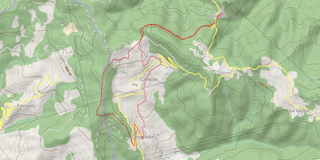 Map of the trail for Strada Provinciale 57 Ponzanello