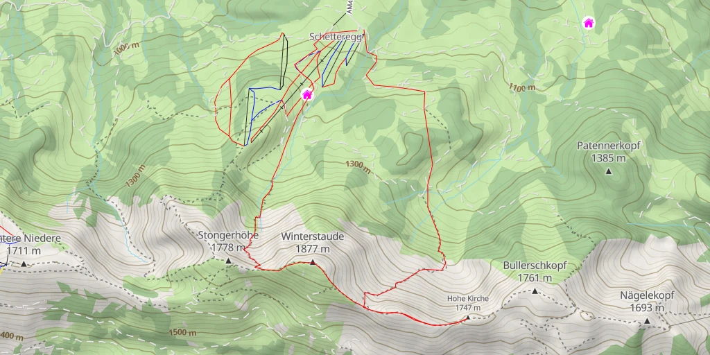 Map of the trail for Hohe Kirche