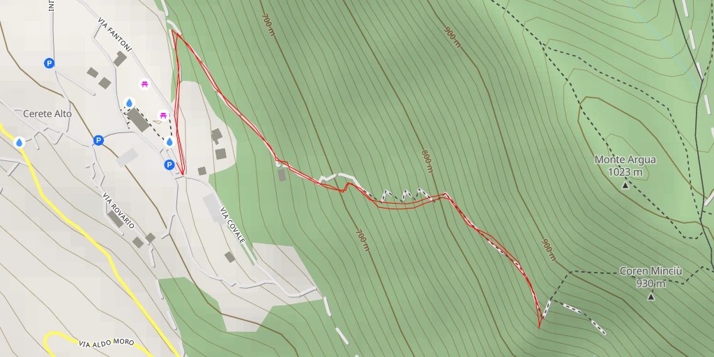 Map of the trail for Punto panoramico - Sentiero Argua - Cerete