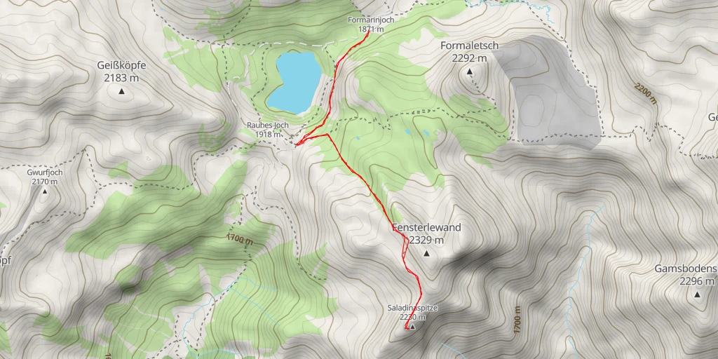 Map of the trail for Saladinaspitze