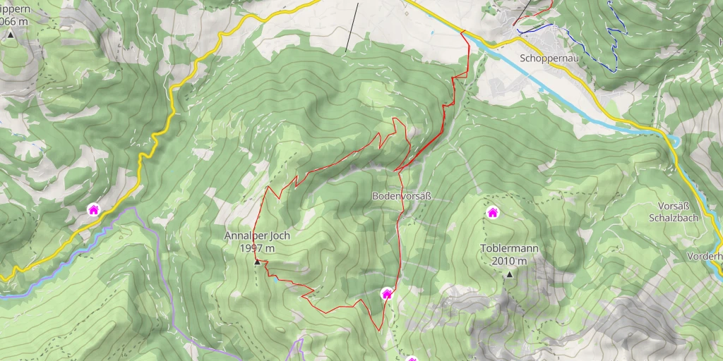 Map of the trail for Annalper Joch - Faschinastraße