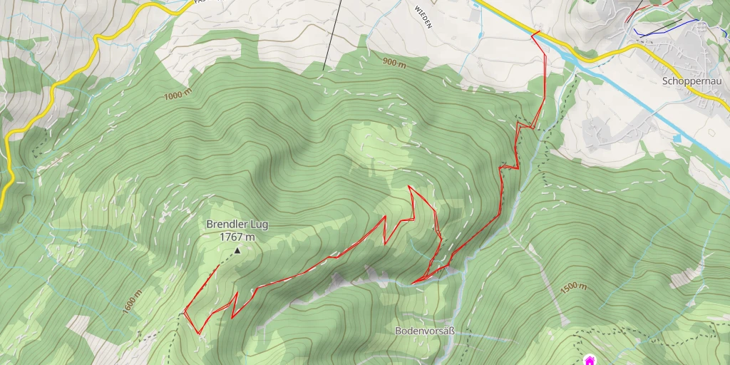 Map of the trail for Brendler Lug